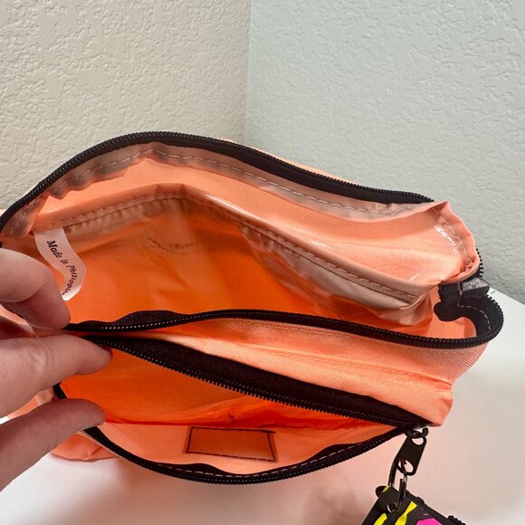 NWT VTG Pro Spirit 90s Fanny Pack Neon Orange Double Pocket Belt Bag Hip Pack - Picture 9 of 14